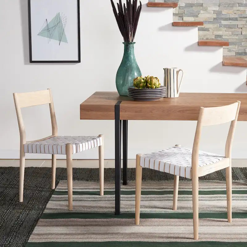 Chaise de salle à manger en cuir (lot de 2) - 18,5 l x 20 P x 31,5 H - 19Lx20Px32H
