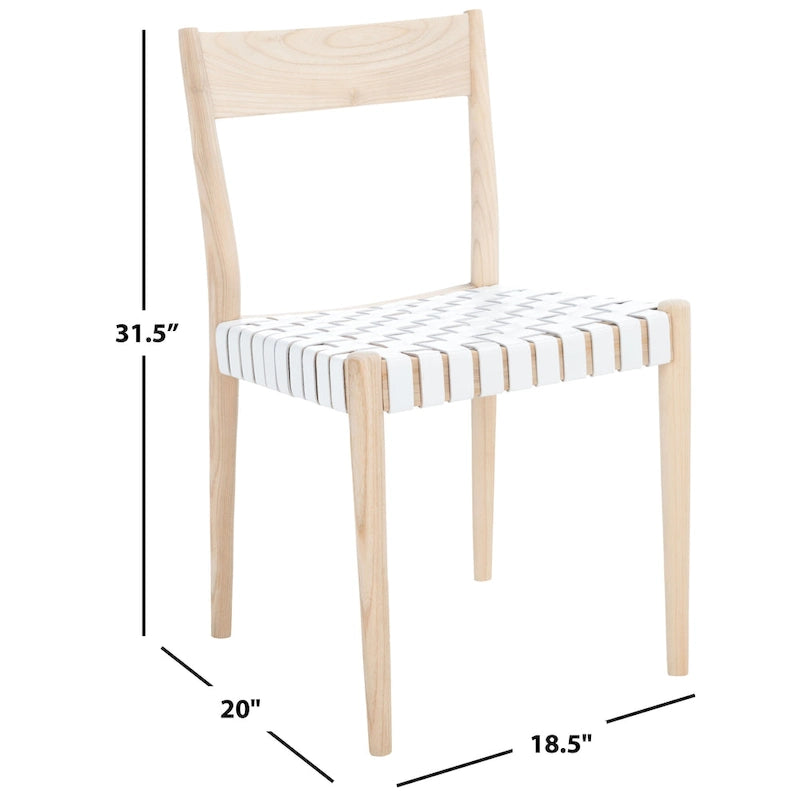 Chaise de salle à manger en cuir (lot de 2) - 18,5 l x 20 P x 31,5 H - 19Lx20Px32H