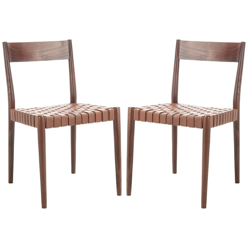 Chaise de salle à manger en cuir (lot de 2) - 18,5 l x 20 P x 31,5 H - 19Lx20Px32H