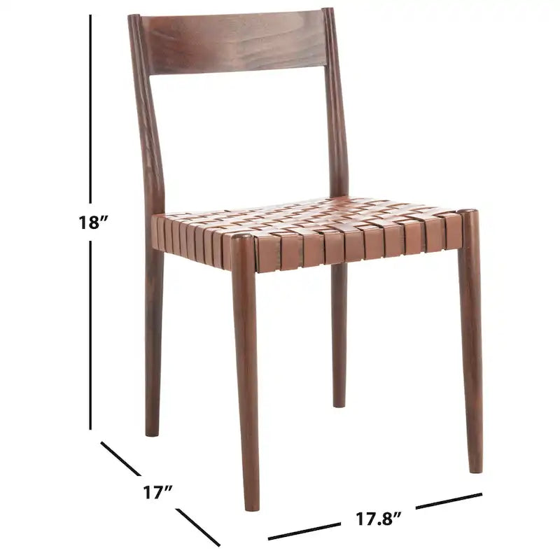 Chaise de salle à manger en cuir (lot de 2) - 18,5 l x 20 P x 31,5 H - 19Lx20Px32H