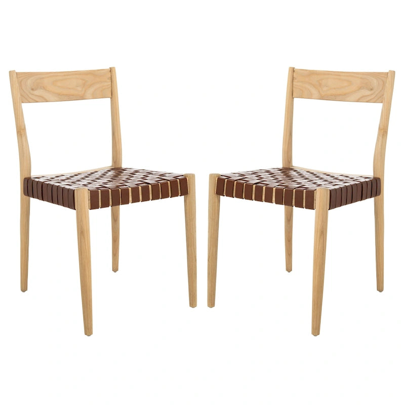 Chaise de salle à manger en cuir (lot de 2) - 18,5 l x 20 P x 31,5 H - 19Lx20Px32H