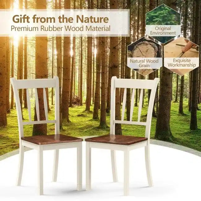 Lot de 2 chaises de salle à manger en bois à dossier à barreaux - 18 x 21 x 38,5 (L x P x H)