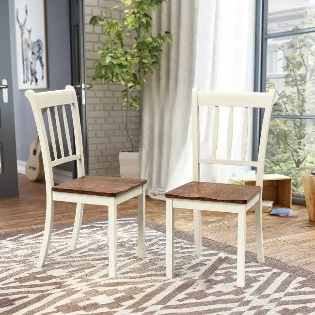 Lot de 2 chaises de salle à manger en bois à dossier à barreaux - 18 x 21 x 38,5 (L x P x H)