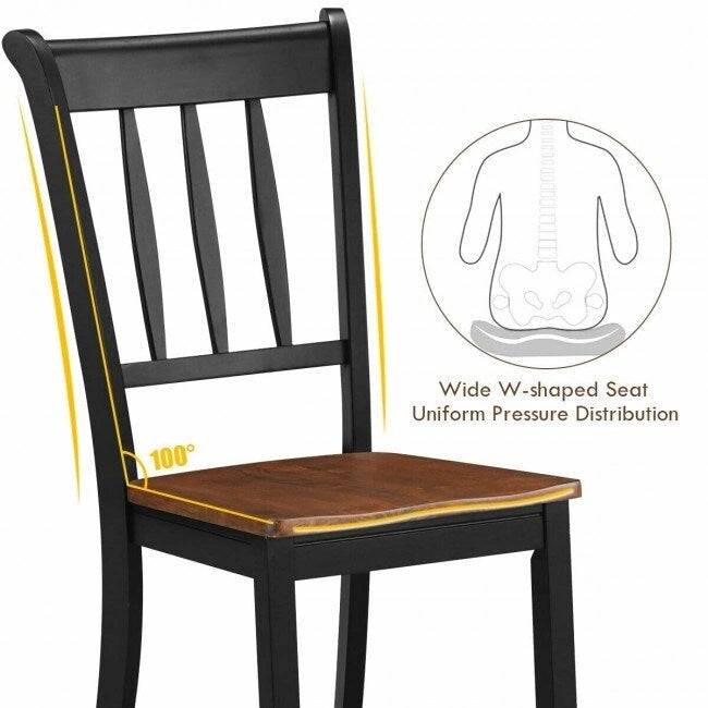 Lot de 2 chaises de salle à manger en bois à dossier à barreaux - 18 x 21 x 38,5 (L x P x H)