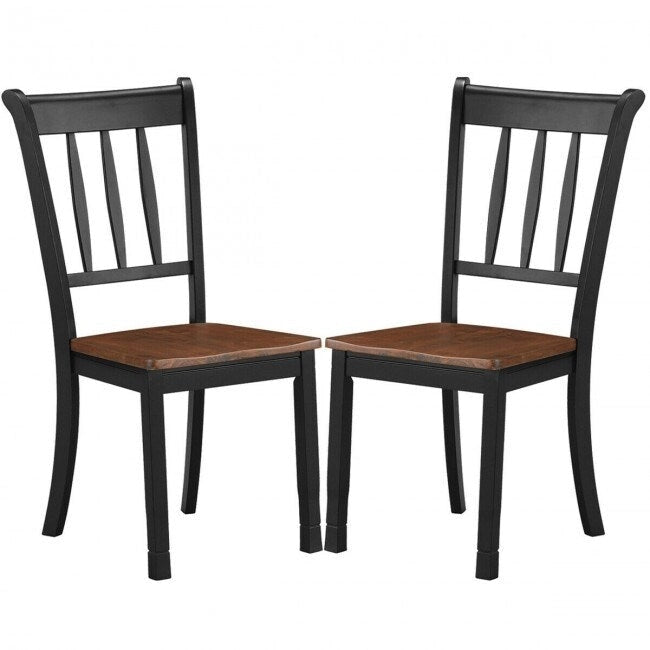 Lot de 2 chaises de salle à manger en bois à dossier à barreaux - 18 x 21 x 38,5 (L x P x H)