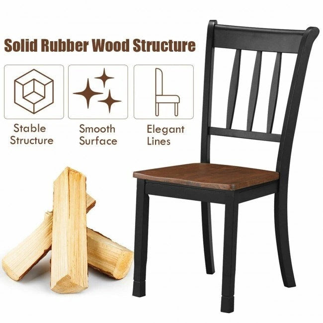 Lot de 2 chaises de salle à manger en bois à dossier à barreaux - 18 x 21 x 38,5 (L x P x H)