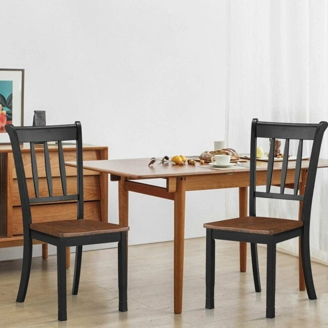 Lot de 2 chaises de salle à manger en bois à dossier à barreaux - 18 x 21 x 38,5 (L x P x H)