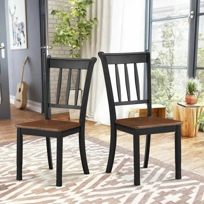 Lot de 2 chaises de salle à manger en bois à dossier à barreaux - 18 x 21 x 38,5 (L x P x H)