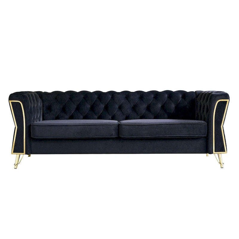 Canapé moderne capitonné en velours 222 cm pour salon