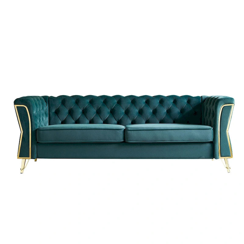 Canapé moderne capitonné en velours 222 cm pour salon