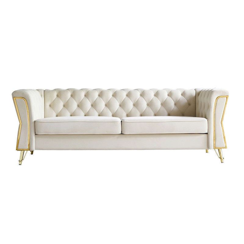 Canapé moderne capitonné en velours 222 cm pour salon