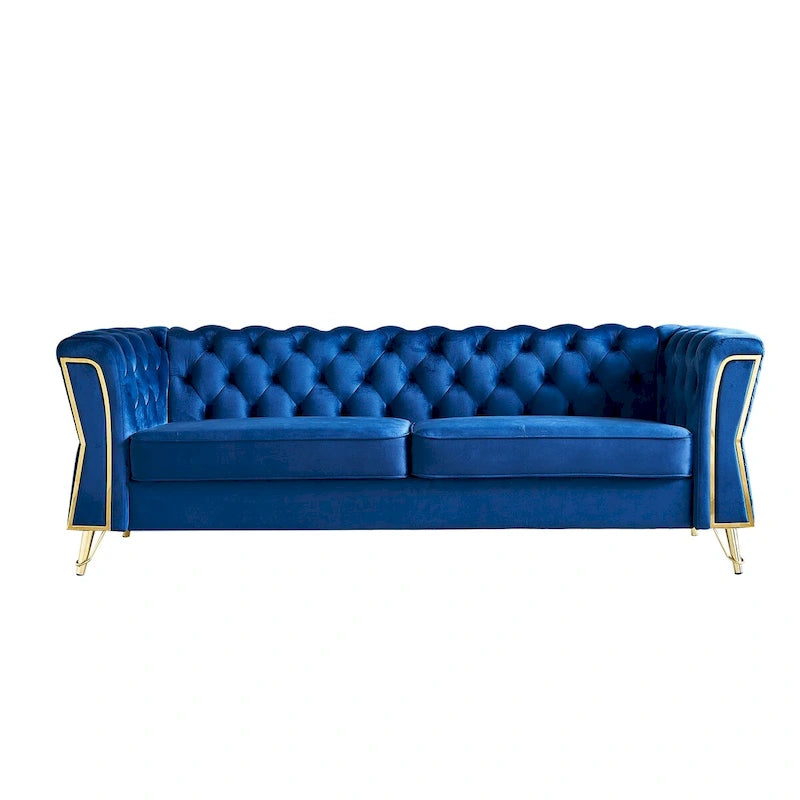Canapé moderne capitonné en velours 222 cm pour salon