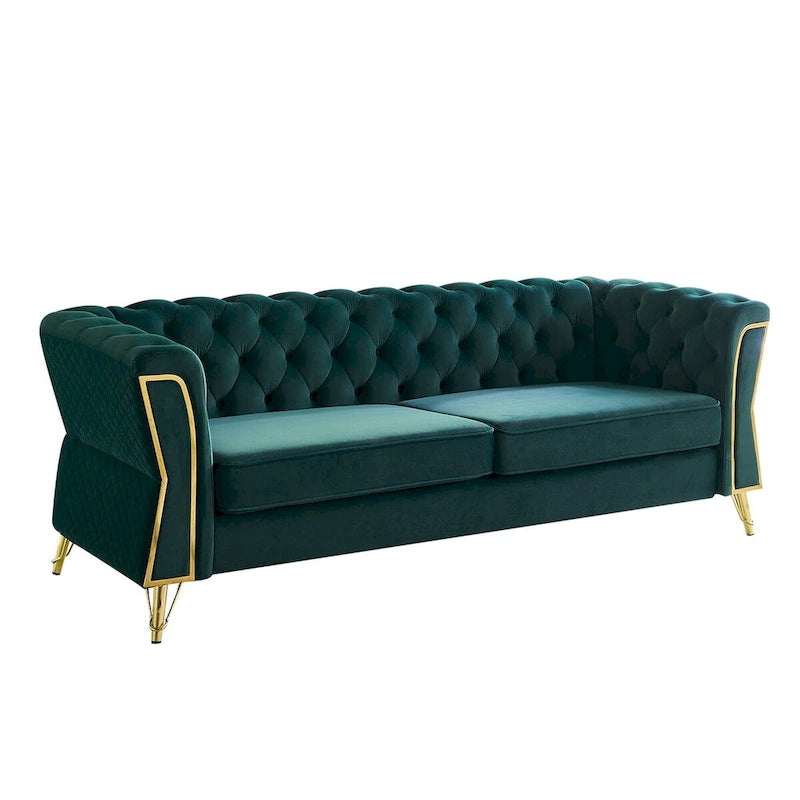 Canapé moderne capitonné en velours 222 cm pour salon