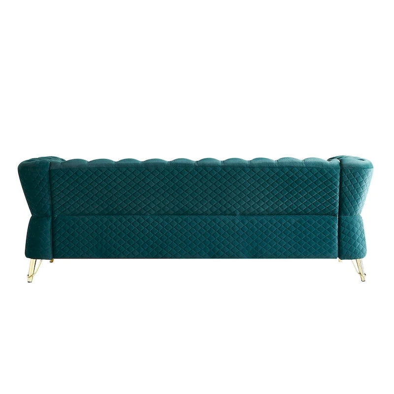 Canapé moderne capitonné en velours 222 cm pour salon
