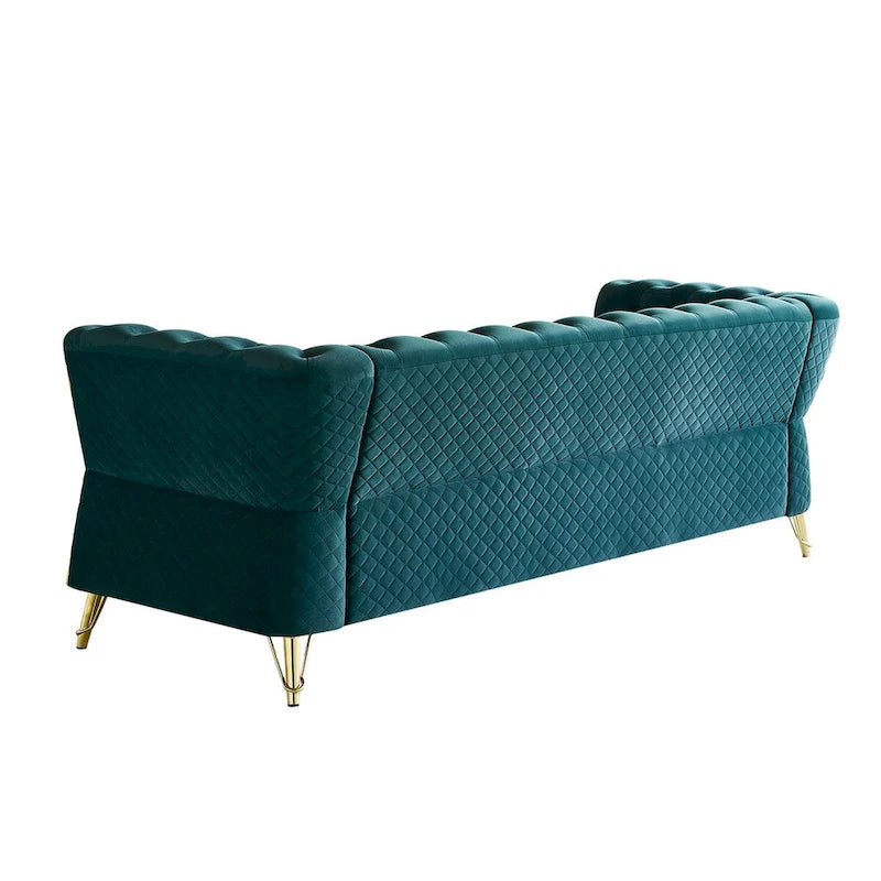 Canapé moderne capitonné en velours 222 cm pour salon