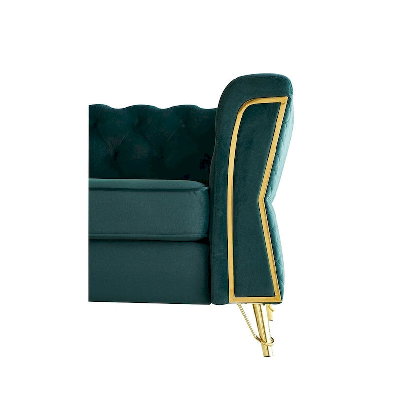 Canapé moderne capitonné en velours 222 cm pour salon