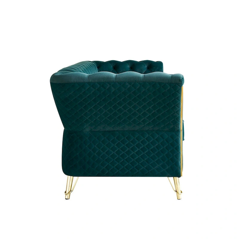 Canapé moderne capitonné en velours 222 cm pour salon