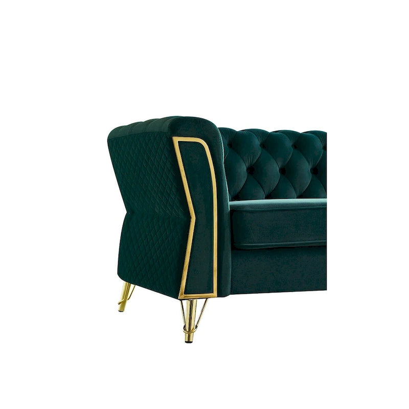 Canapé moderne capitonné en velours 222 cm pour salon