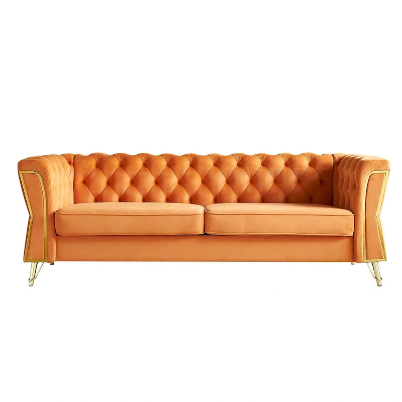 Canapé moderne capitonné en velours 222 cm pour salon