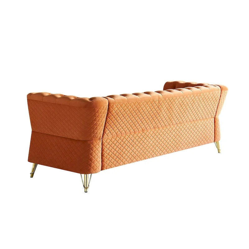 Canapé moderne capitonné en velours 222 cm pour salon