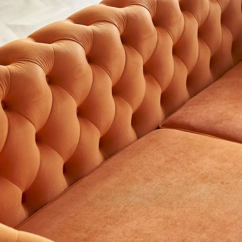 Canapé moderne capitonné en velours 222 cm pour salon