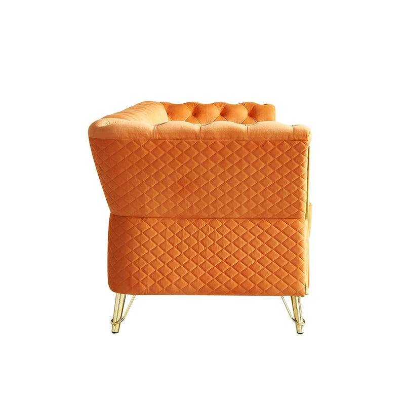 Canapé moderne capitonné en velours 222 cm pour salon