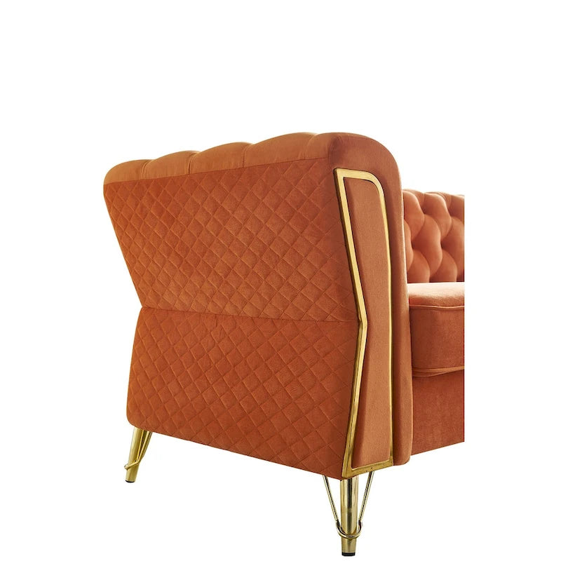 Canapé moderne capitonné en velours 222 cm pour salon