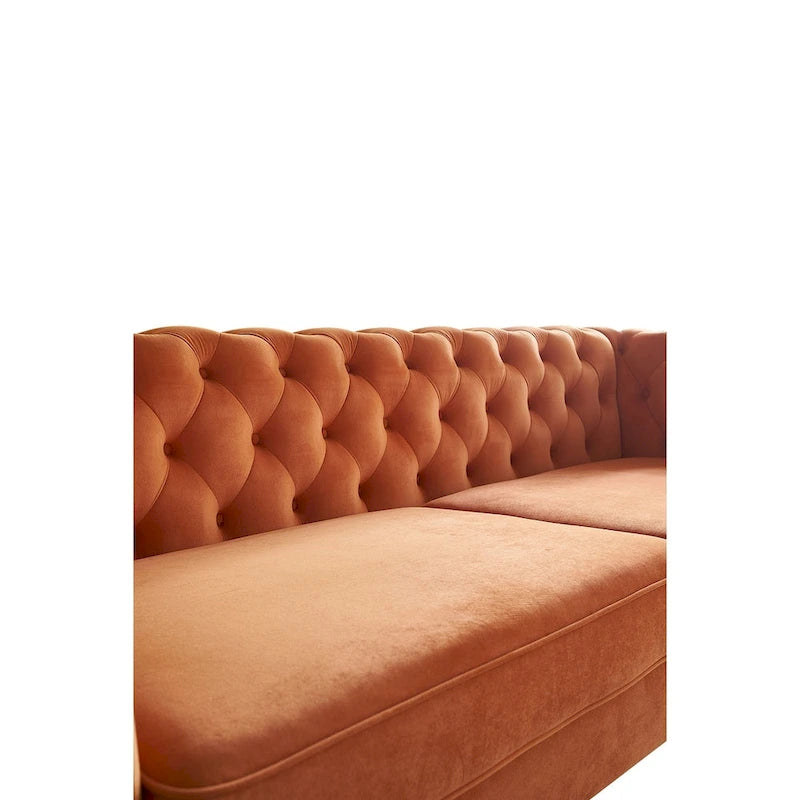 Canapé moderne capitonné en velours 222 cm pour salon