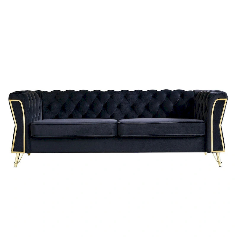 Canapé moderne capitonné en velours 222 cm pour salon