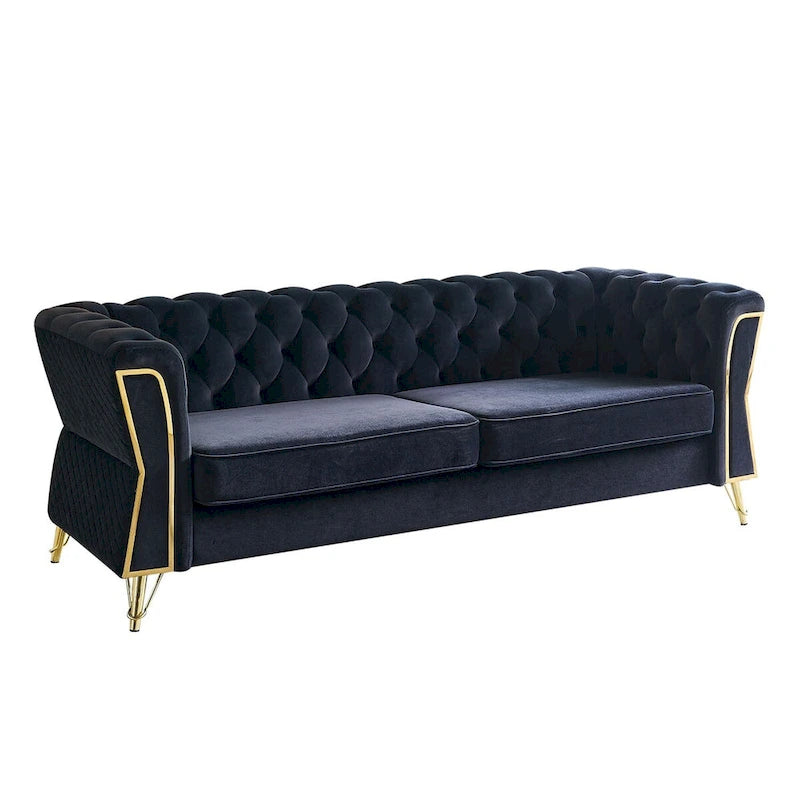 Canapé moderne capitonné en velours 222 cm pour salon