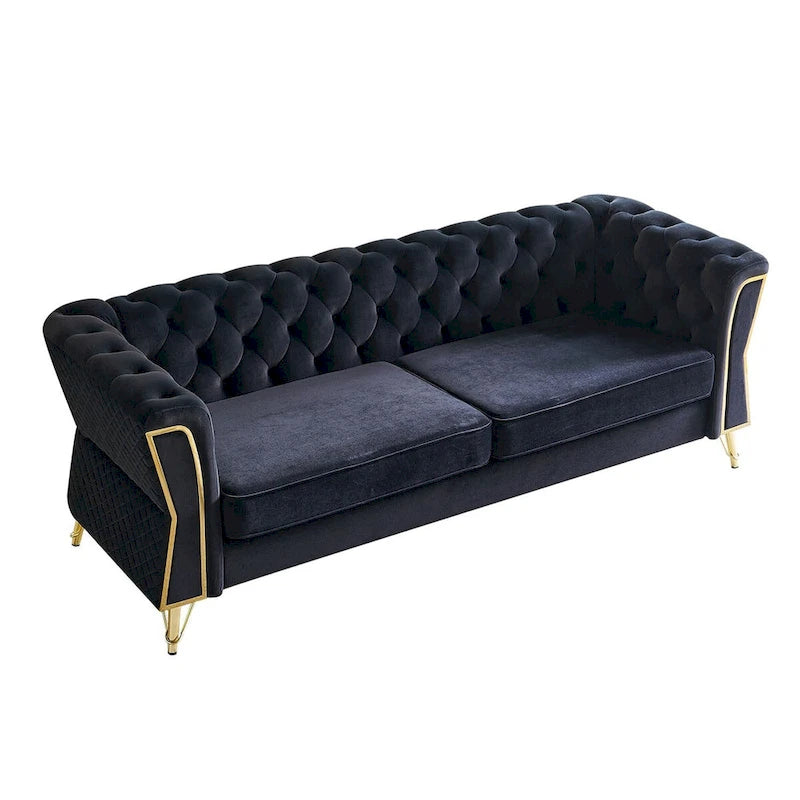 Canapé moderne capitonné en velours 222 cm pour salon