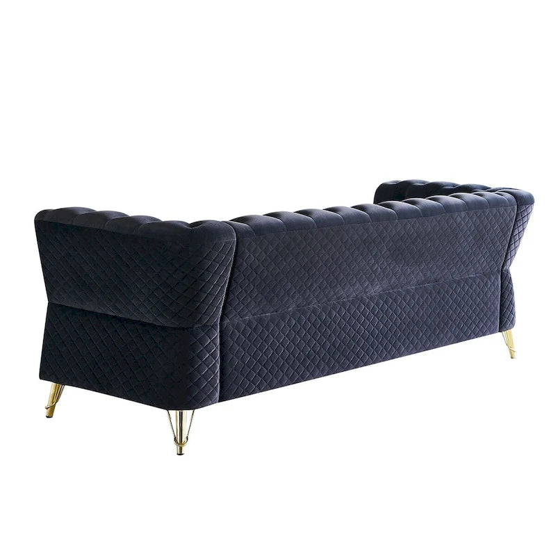 Canapé moderne capitonné en velours 222 cm pour salon