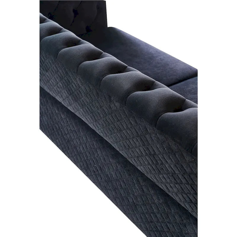 Canapé moderne capitonné en velours 222 cm pour salon