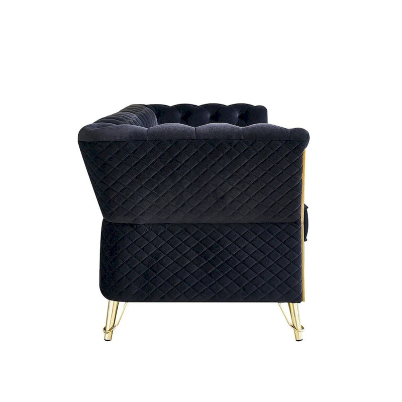 Canapé moderne capitonné en velours 222 cm pour salon