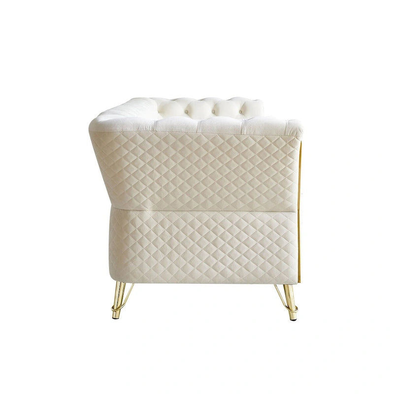 Canapé moderne capitonné en velours 222 cm pour salon