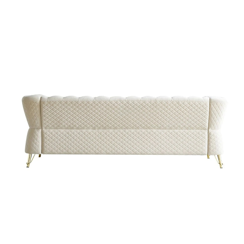 Canapé moderne capitonné en velours 222 cm pour salon