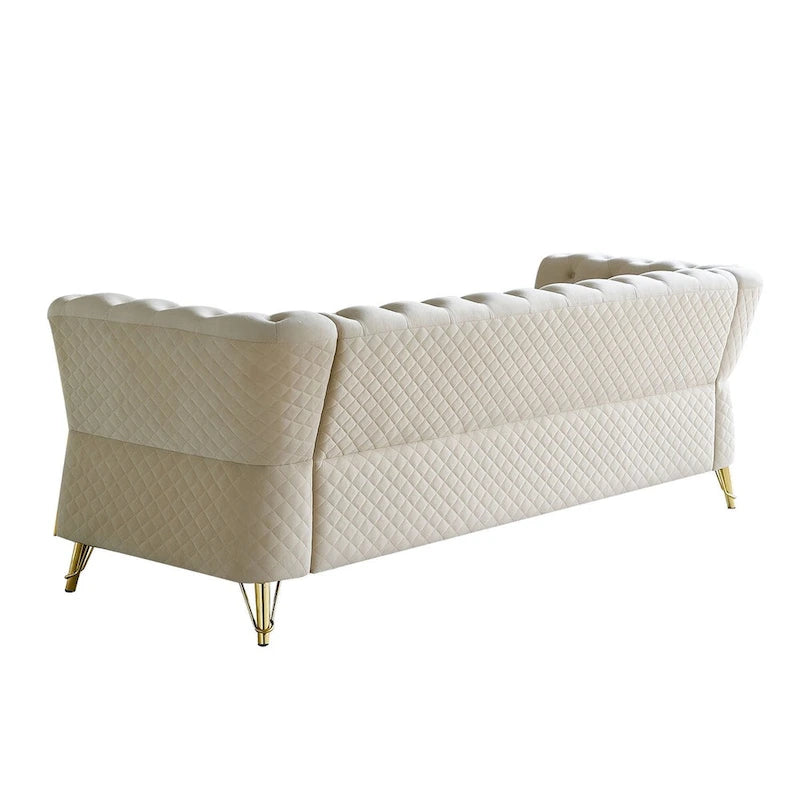 Canapé moderne capitonné en velours 222 cm pour salon