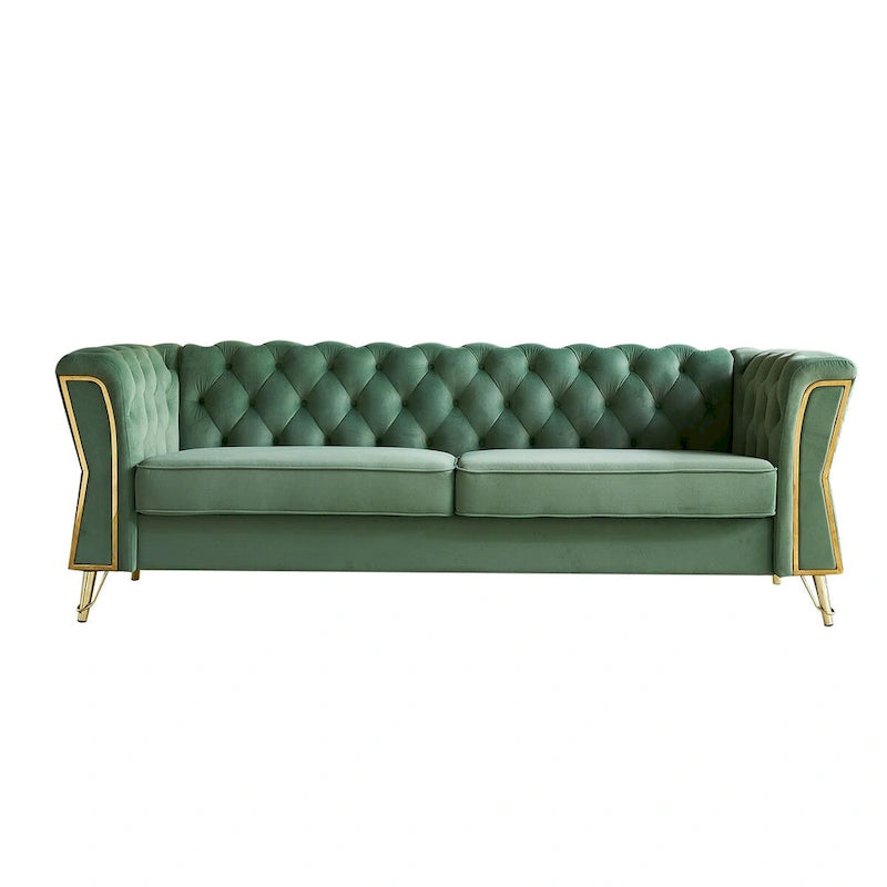 Canapé moderne capitonné en velours 222 cm pour salon
