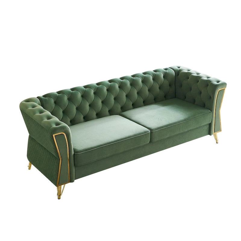 Canapé moderne capitonné en velours 222 cm pour salon