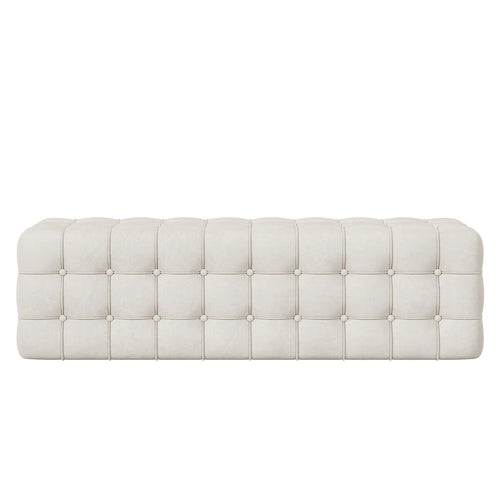Pouf rectangulaire entièrement recouvert de velours, Repose-pieds