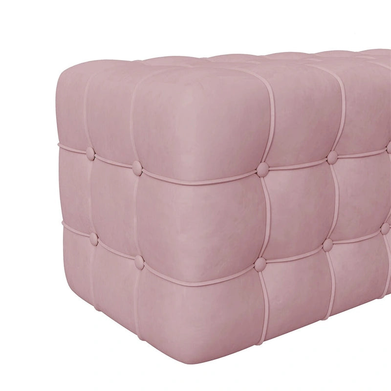 Pouf rectangulaire entièrement recouvert de velours, Repose-pieds