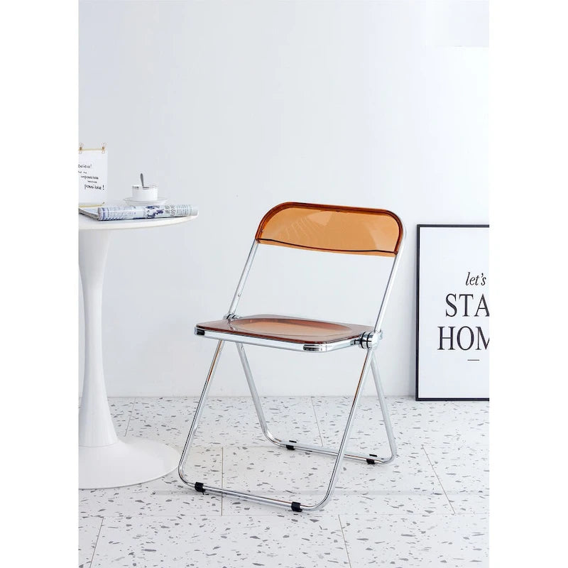 YELLOW Clear Transparent Folding Chair Chair Pc Plastic Living Room Seat