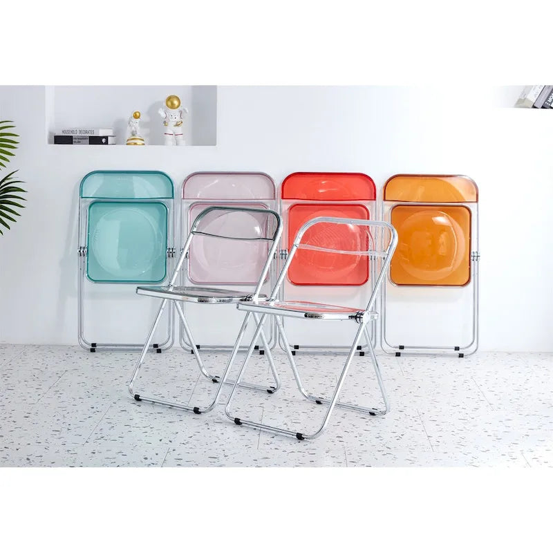 Chaise pliante transparente jaune Chaise en plastique PC Siège de salon