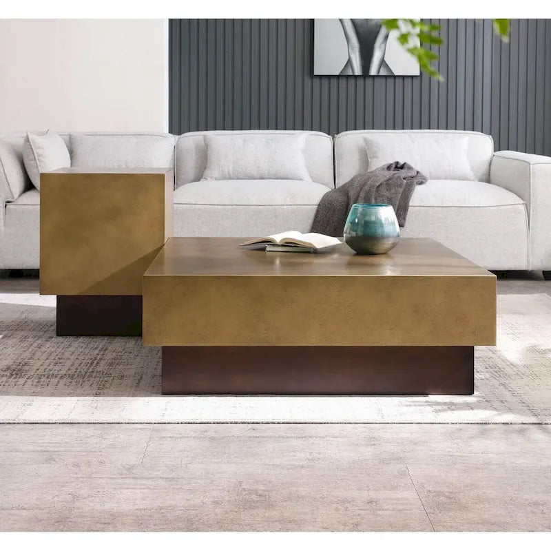Modrest Derek Modern Metal & Antique Copper Coffee Table