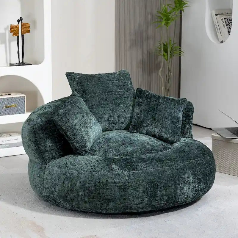Pouf Chenille Confortable et Durable avec Dossier Haut