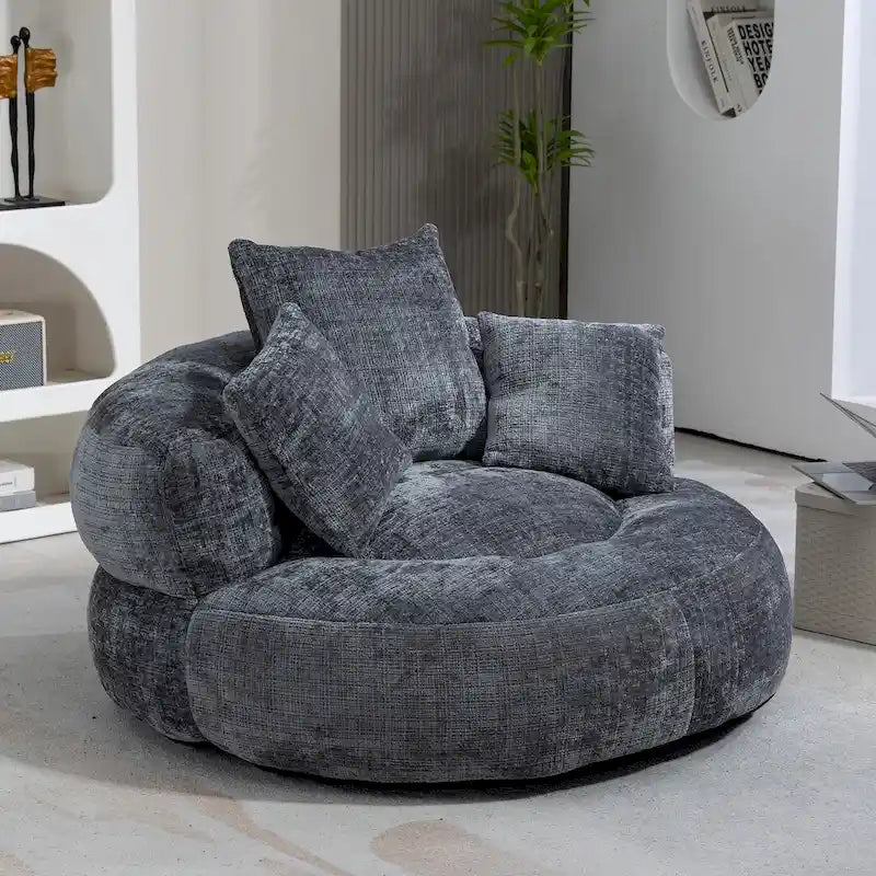 Pouf Chenille Confortable et Durable avec Dossier Haut