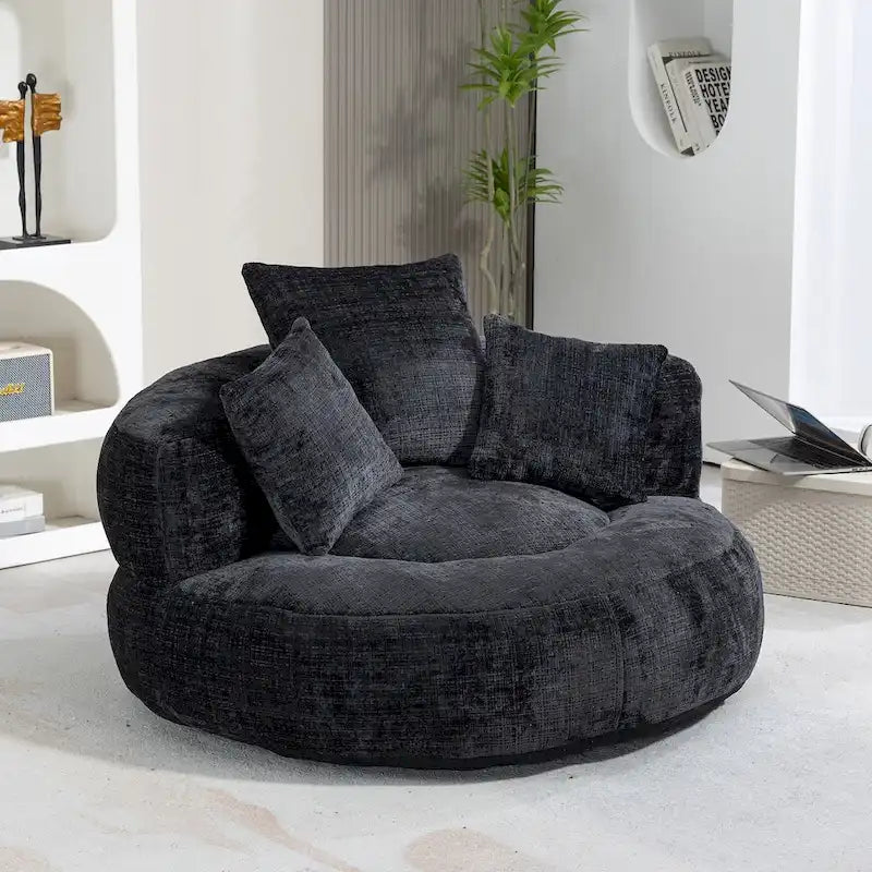 Pouf Chenille Confortable et Durable avec Dossier Haut