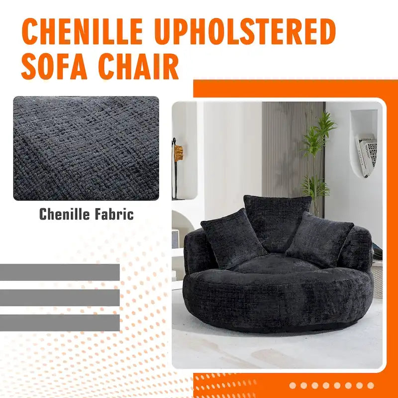 Pouf Chenille Confortable et Durable avec Dossier Haut