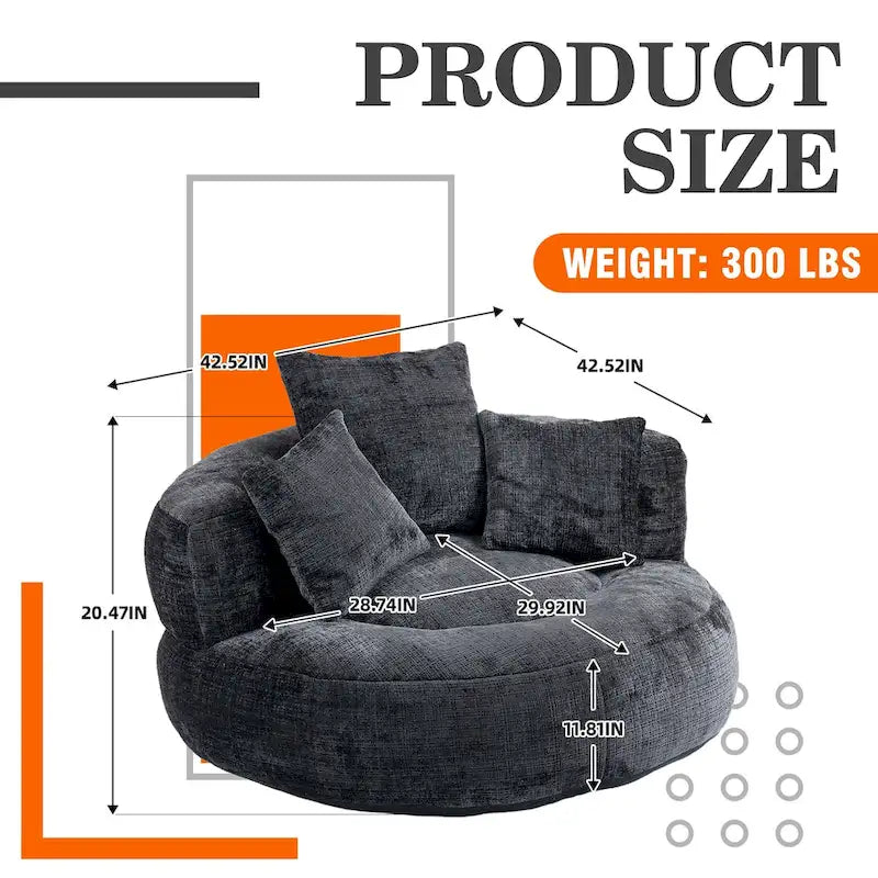 Pouf Chenille Confortable et Durable avec Dossier Haut