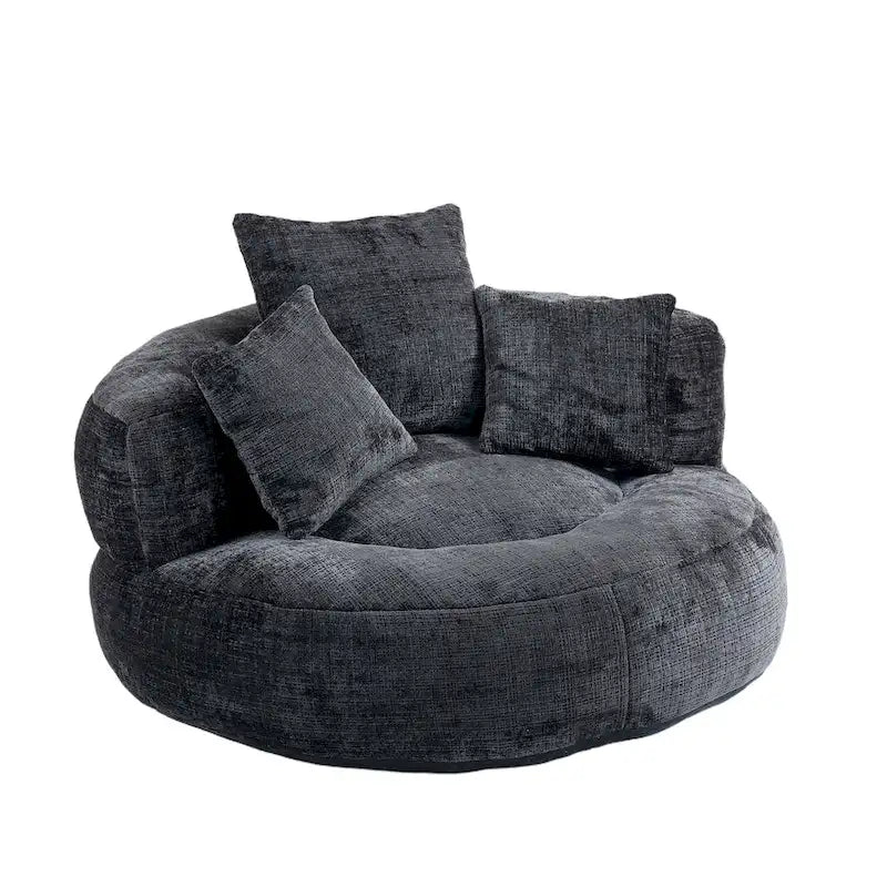 Pouf Chenille Confortable et Durable avec Dossier Haut